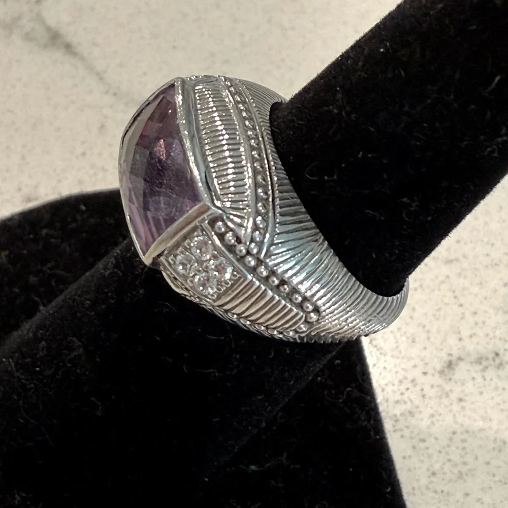 Judith Ripka Amethyst and Diamonique sterling silver Ring